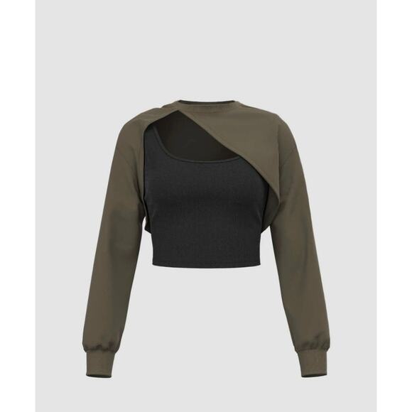 NWT CIDER TERRY ROUND NECK CROP SWEATSHIRT Size S - Picture 8 of 8